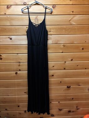 Maurices Black Strappy Maxi Dress with Crisscross Neckline